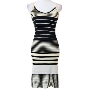 The Limited Ribbed Knit Bodycon Dress Womens Small Striped Sheath Y2K Retro Mod